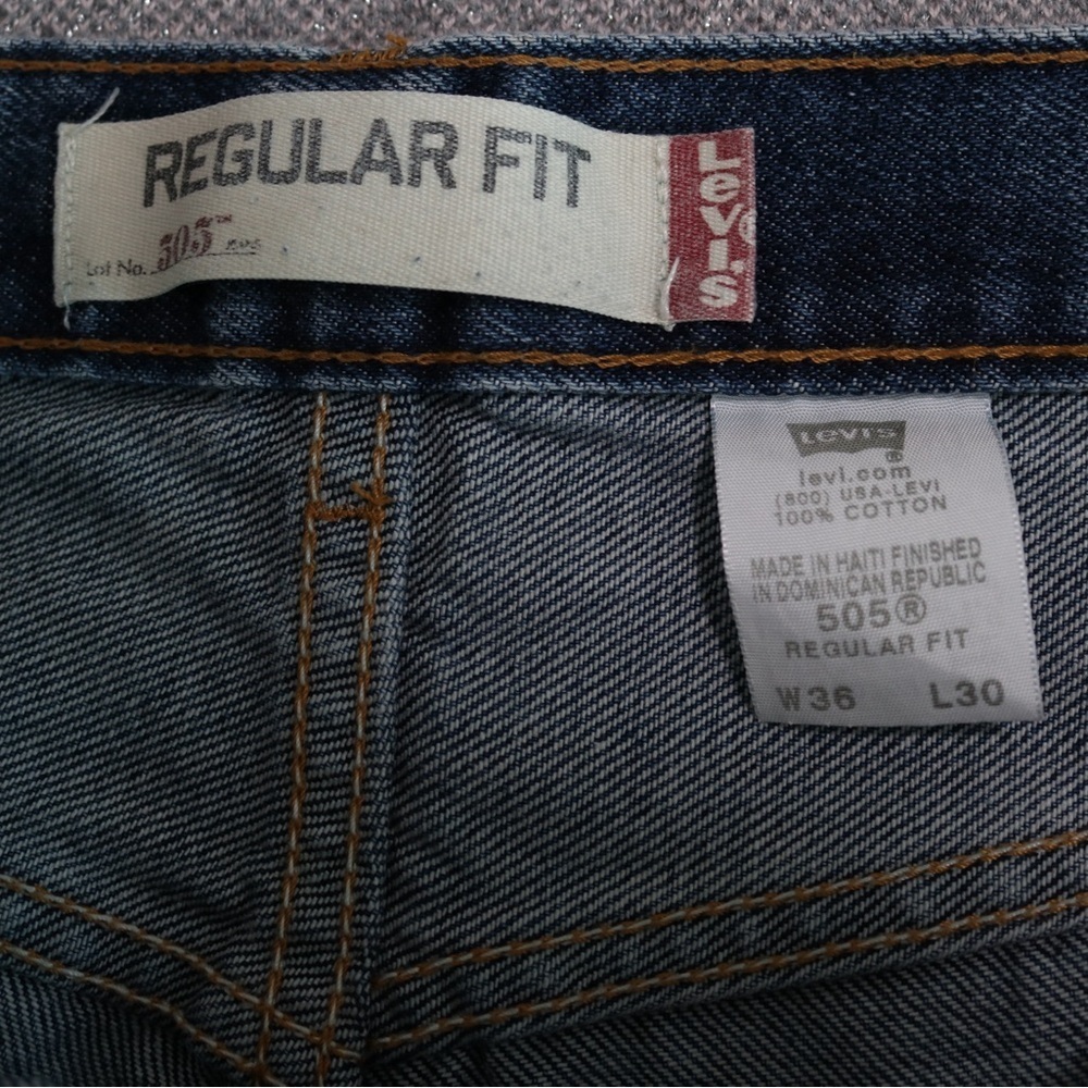 Levi's Men's 505 Straight Jeans Sz W 36 L30 Regular Fit - Picture 6 of 6
